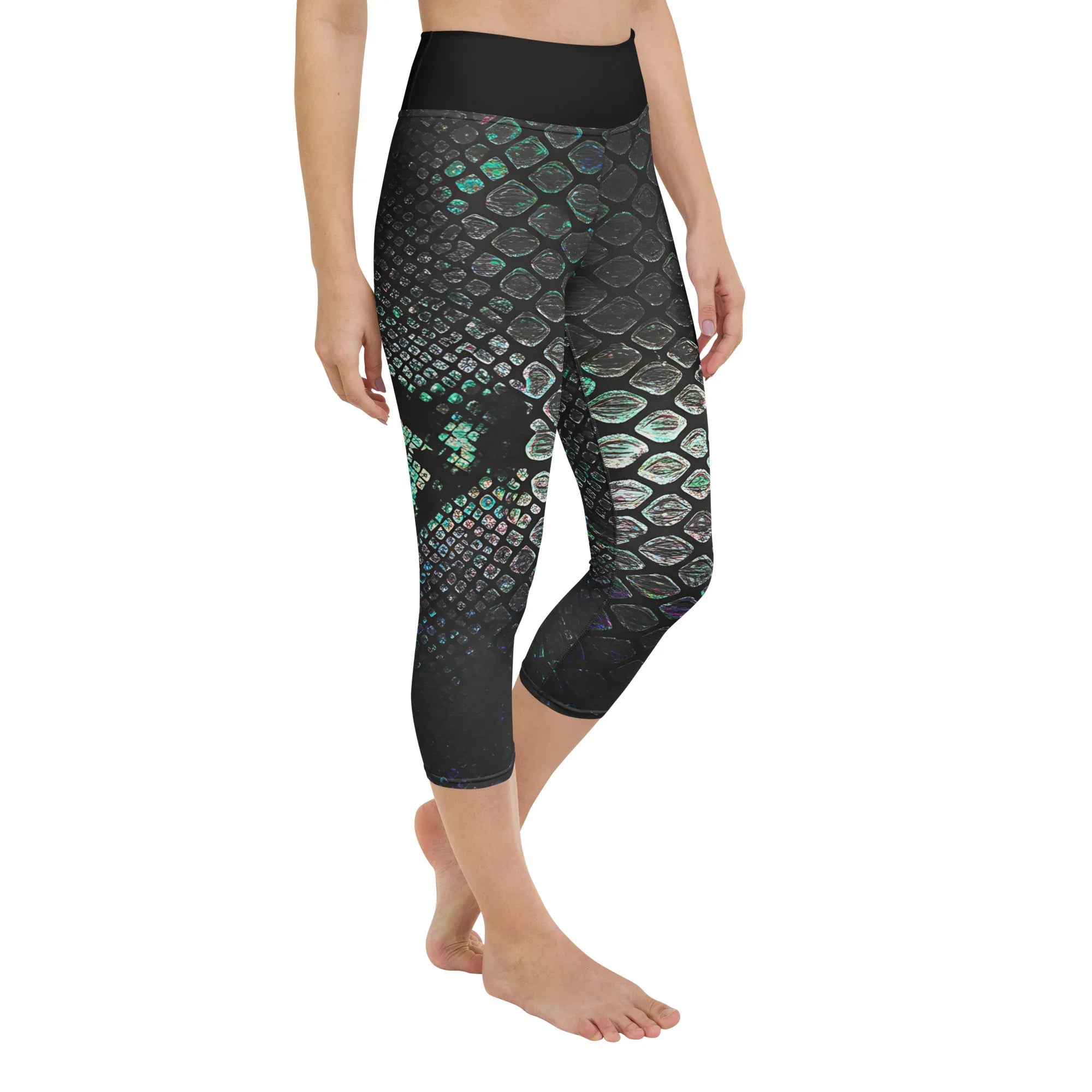 Yoga Capri Leggings Yoga Leggings AwRans Clothing all-over-print-yoga-capri-leggings-white-right-front-687b5e776918f