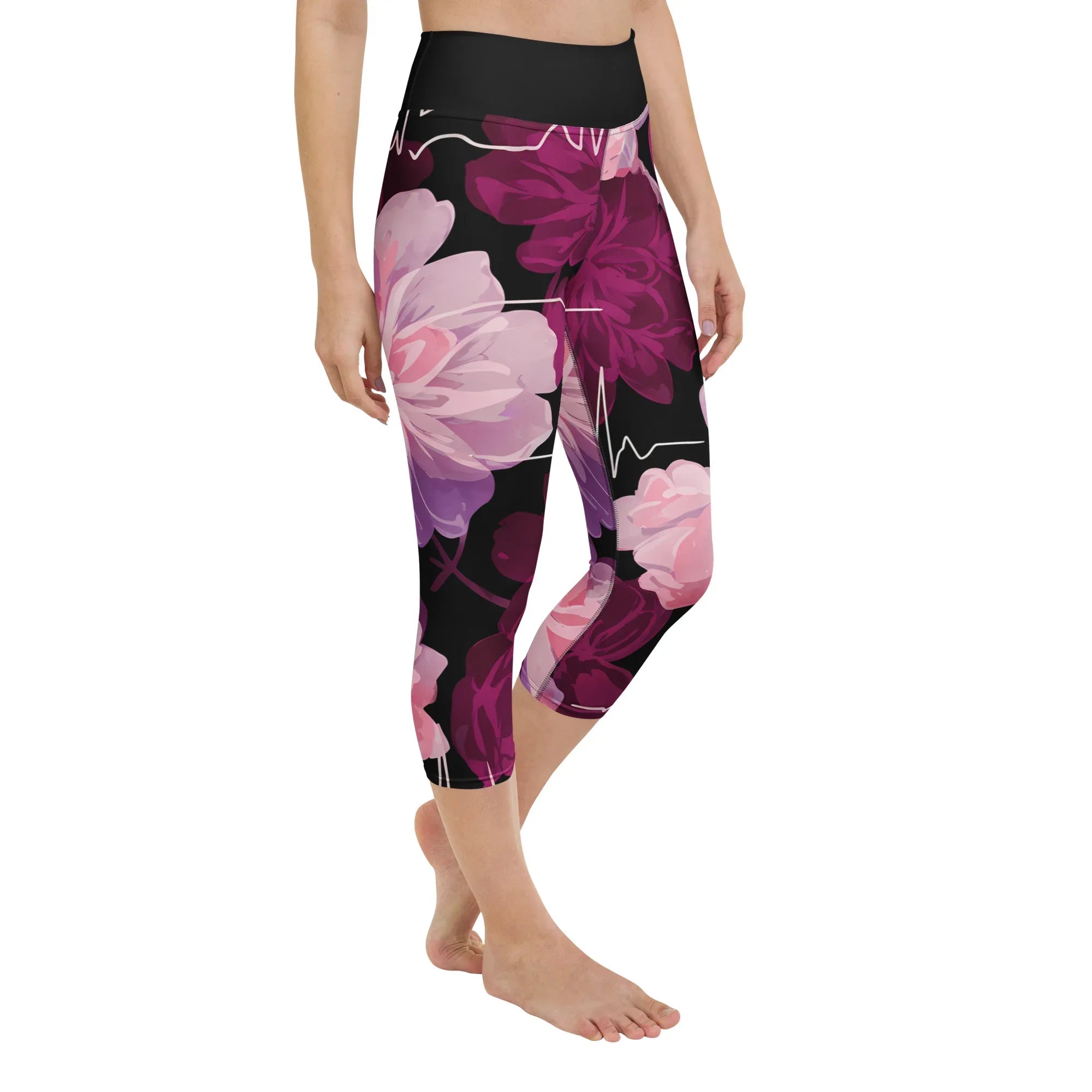 Yoga Capri Leggings Yoga Leggings AwRans Clothing all-over-print-yoga-capri-leggings-white-right-front-687b6031a7206