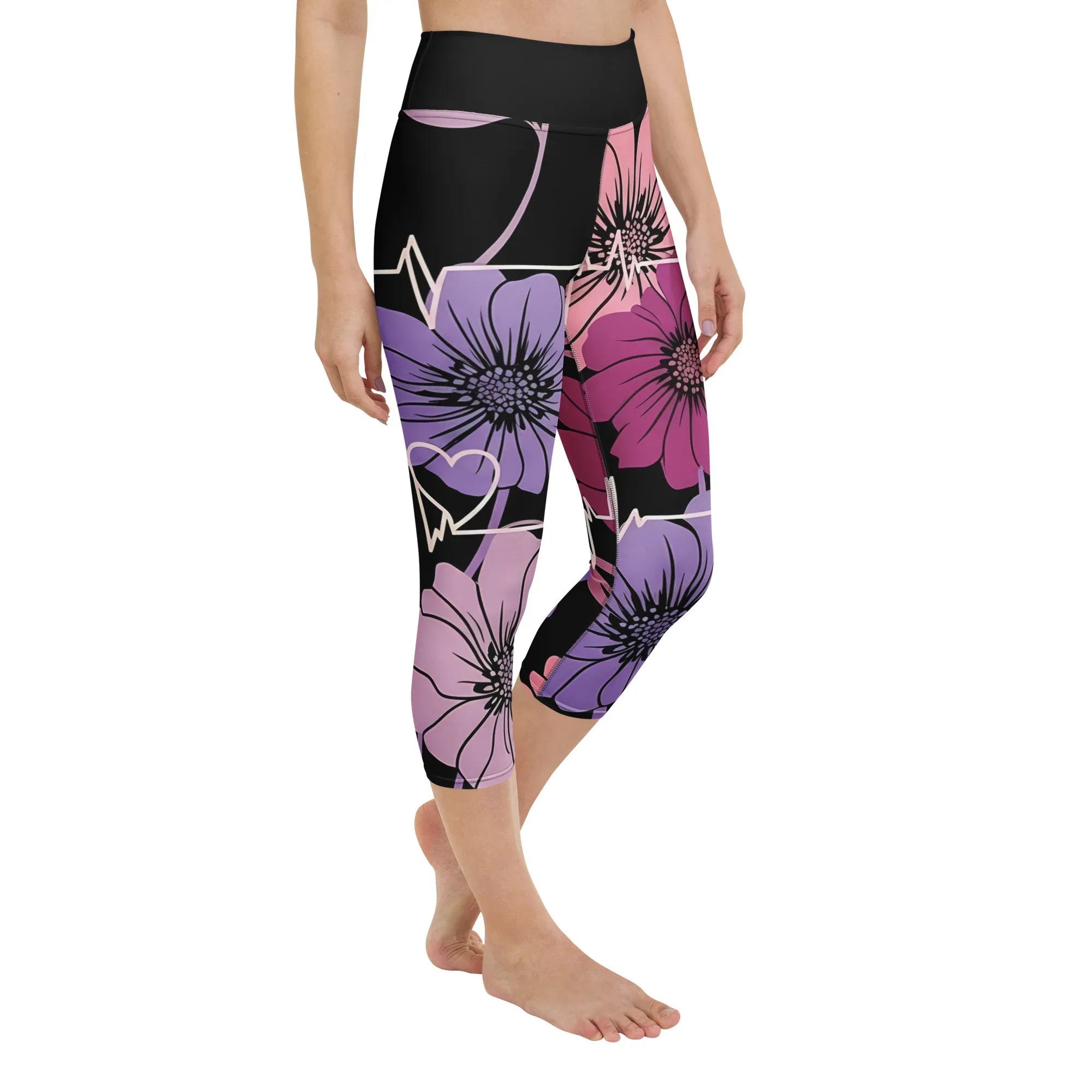 Yoga Capri Leggings Yoga Leggings AwRans Clothing all-over-print-yoga-capri-leggings-white-right-front-687db41ddd3b3