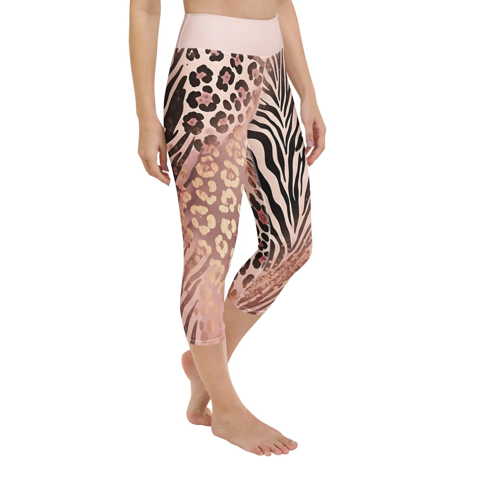 Yoga Capri Leggings Yoga Leggings AwRans Clothing all-over-print-yoga-capri-leggings-white-right-front-687db489be0b4