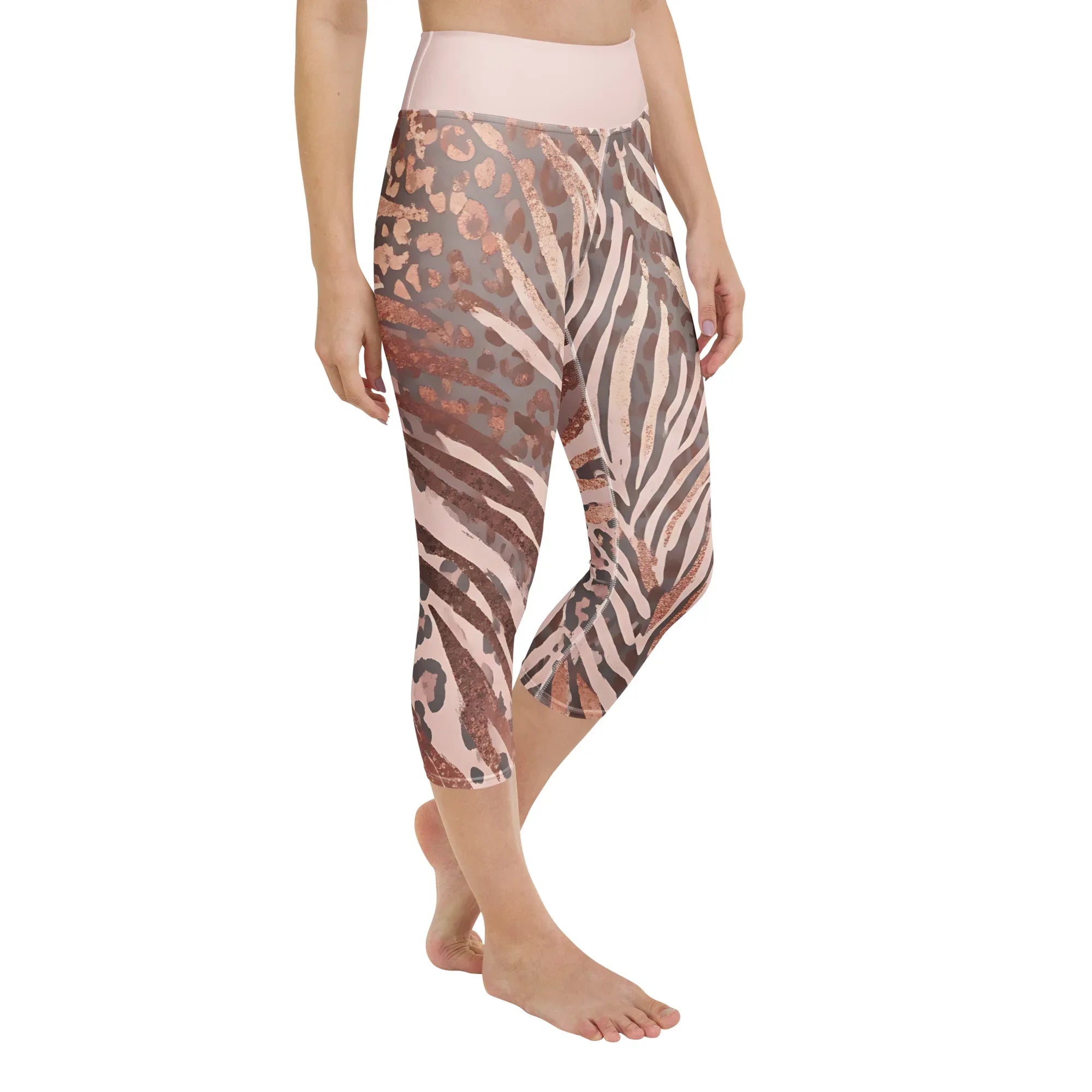 Yoga Capri Leggings Yoga Leggings AwRans Clothing all-over-print-yoga-capri-leggings-white-right-front-687db4c10a0b7