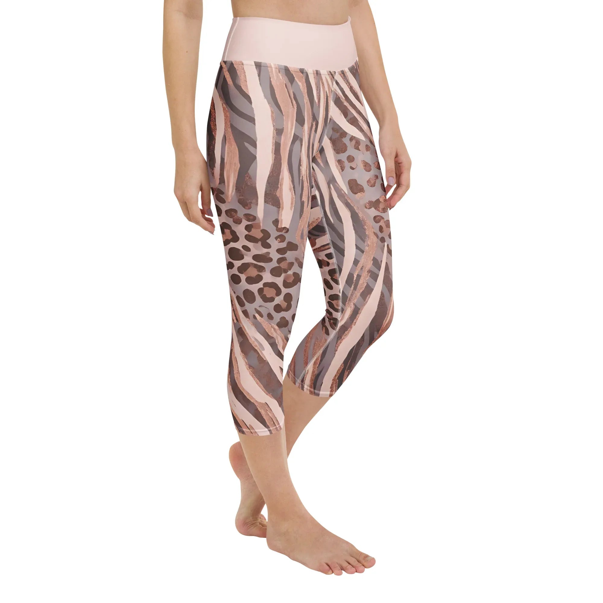 Yoga Capri Leggings Yoga Leggings AwRans Clothing all-over-print-yoga-capri-leggings-white-right-front-687db4f7989fa