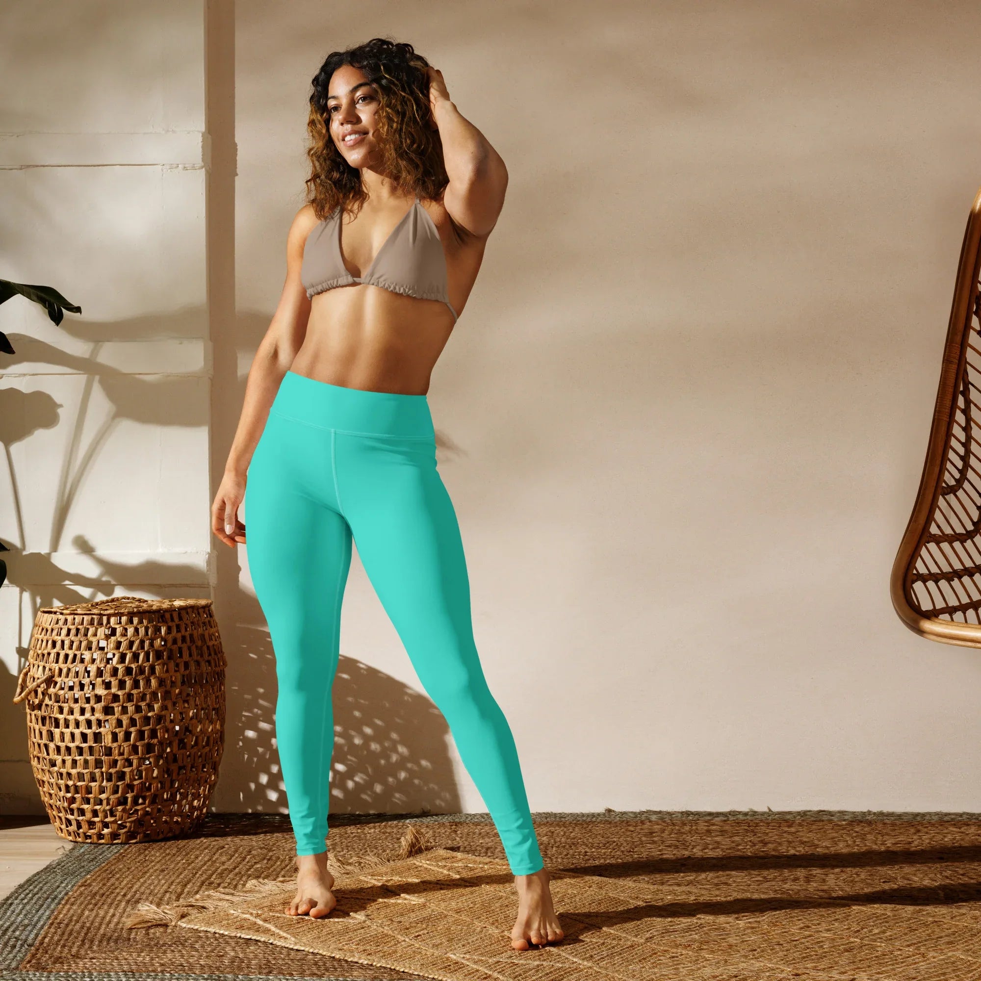 Yoga Leggings Leggings AwRans Clothing all-over-print-yoga-leggings-white-front-68773d0c58485
