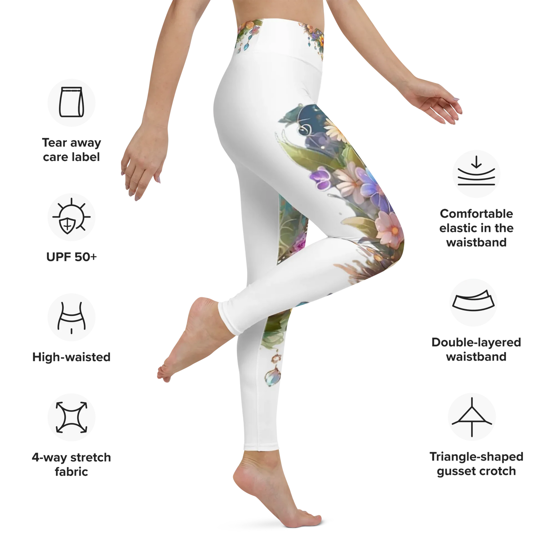 Super soft stretchy Yoga Leggings Roses gate - AwRans Clothing