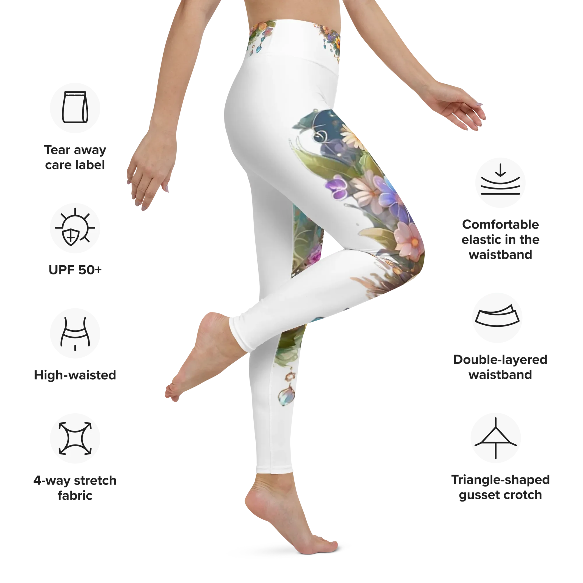 Super soft stretchy Yoga Leggings Roses gate - AwRans Clothing