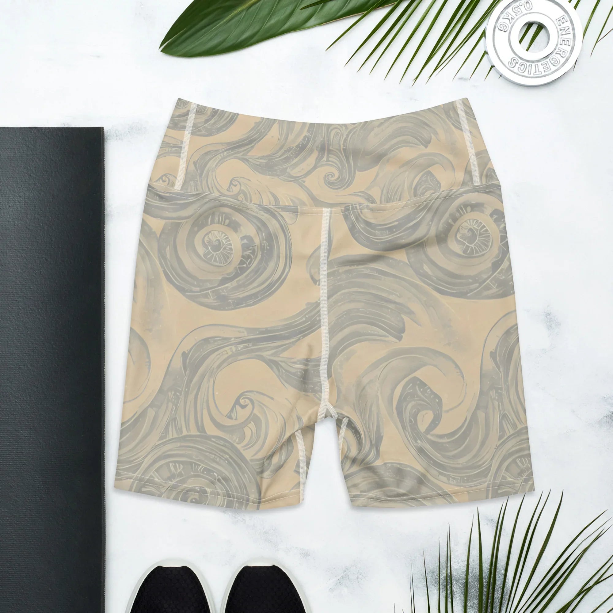 Yoga Shorts Yoga Shorts AwRans Clothing all-over-print-yoga-shorts-white-back-6880940ee7ddb