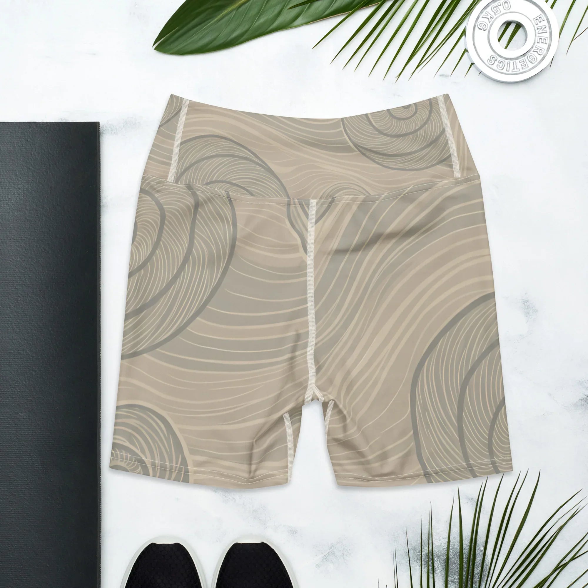Yoga Shorts Yoga Shorts AwRans Clothing all-over-print-yoga-shorts-white-back-688094419f8bc