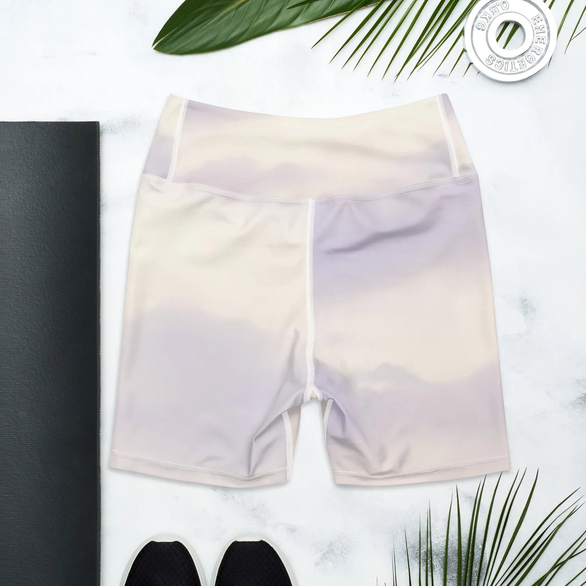 Yoga Shorts Yoga Shorts AwRans Clothing all-over-print-yoga-shorts-white-back-68809591014d3