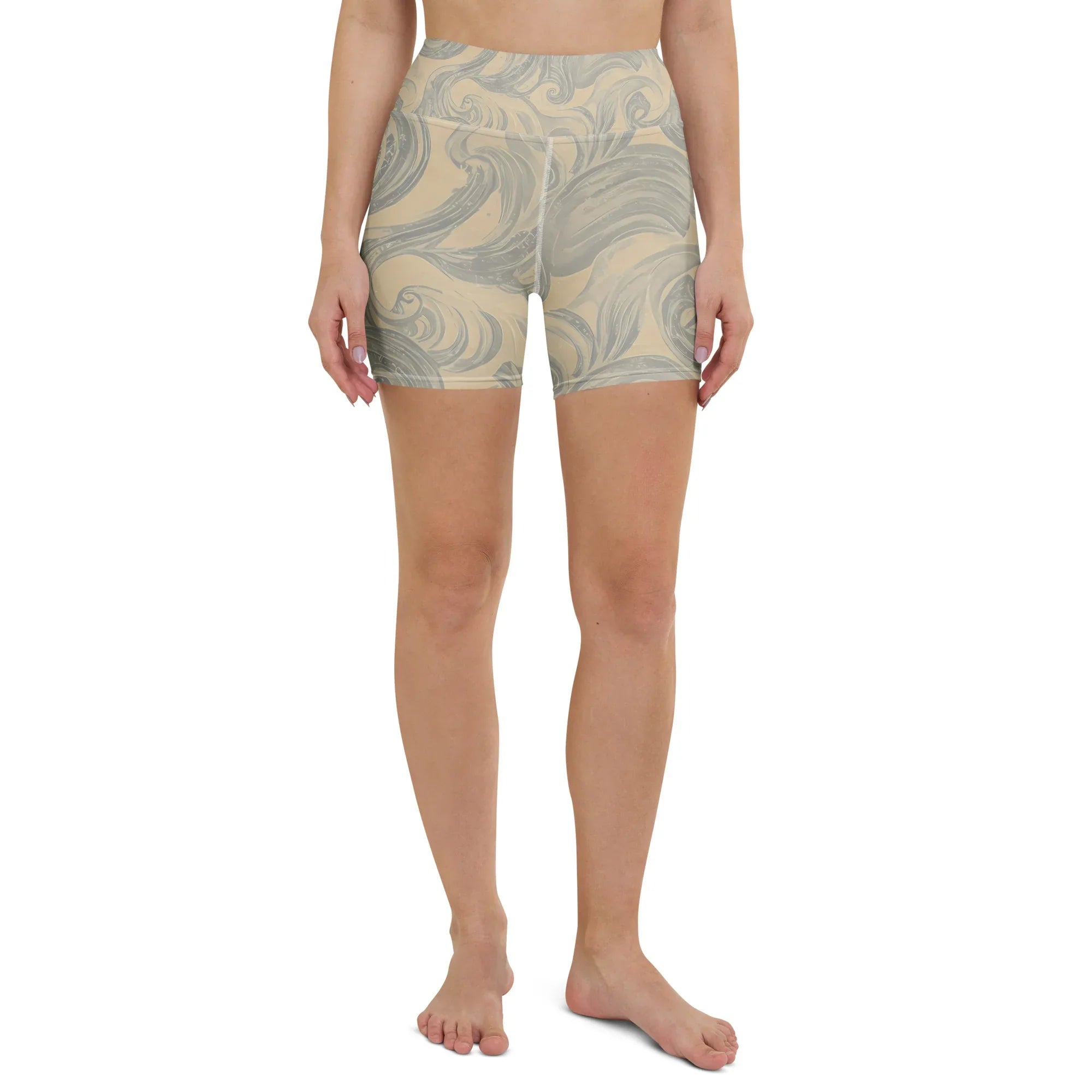 Yoga Shorts Yoga Shorts AwRans Clothing all-over-print-yoga-shorts-white-front-6880940ee8759