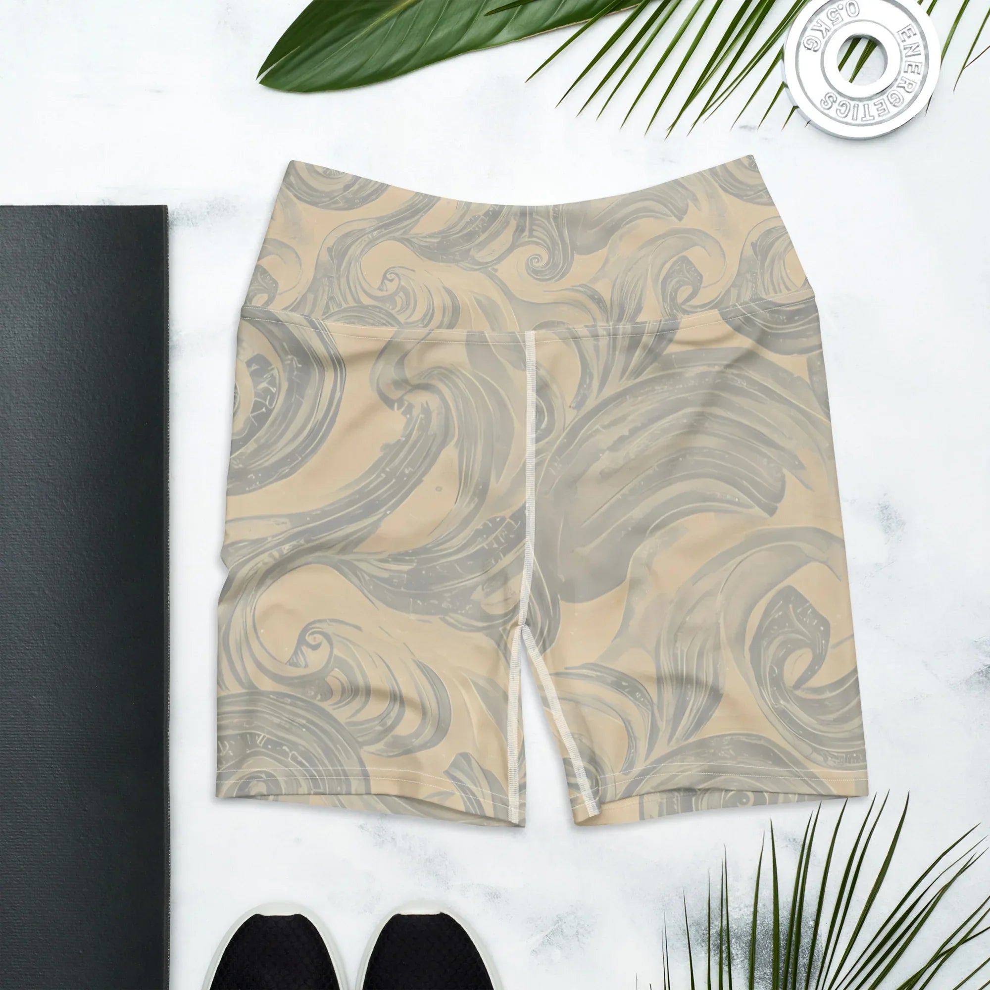 Yoga Shorts Yoga Shorts AwRans Clothing all-over-print-yoga-shorts-white-front-6880940ee87ff