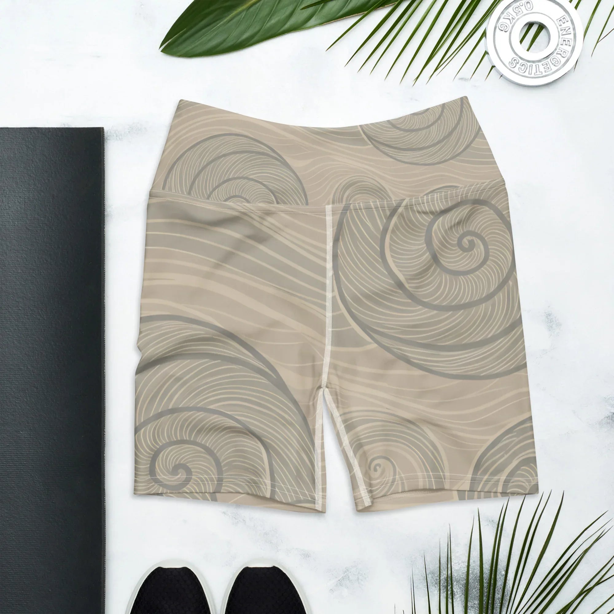 Yoga Shorts Yoga Shorts AwRans Clothing all-over-print-yoga-shorts-white-front-68809441a0281