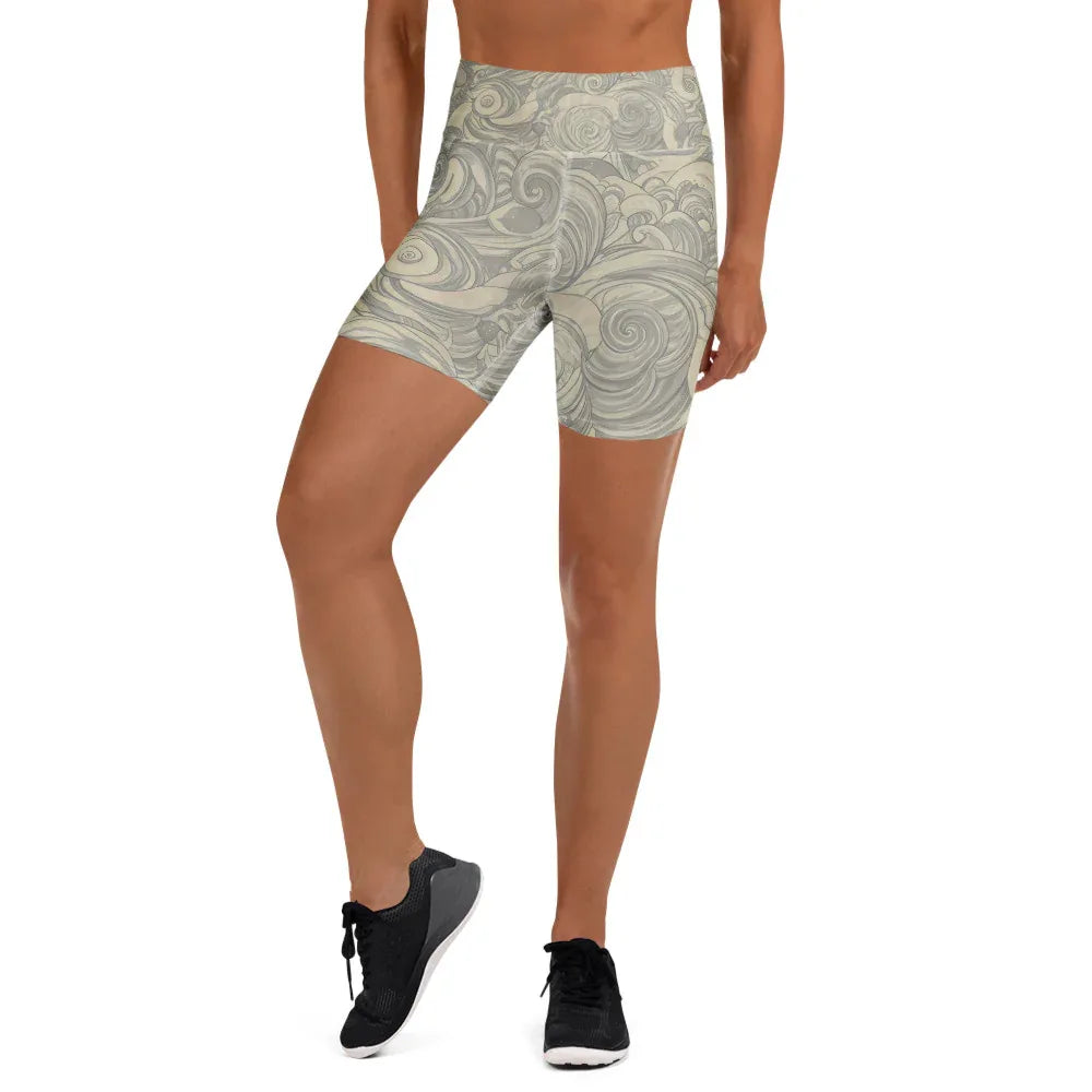 Yoga Shorts XL Yoga Shorts AwRans Clothing all-over-print-yoga-shorts-white-front-6880947734c69