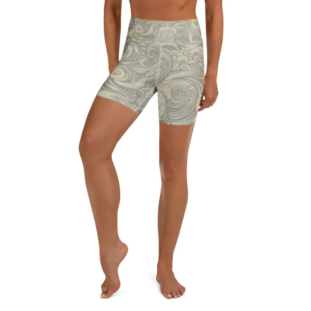 Yoga Shorts Yoga Shorts AwRans Clothing all-over-print-yoga-shorts-white-front-68809477370f8