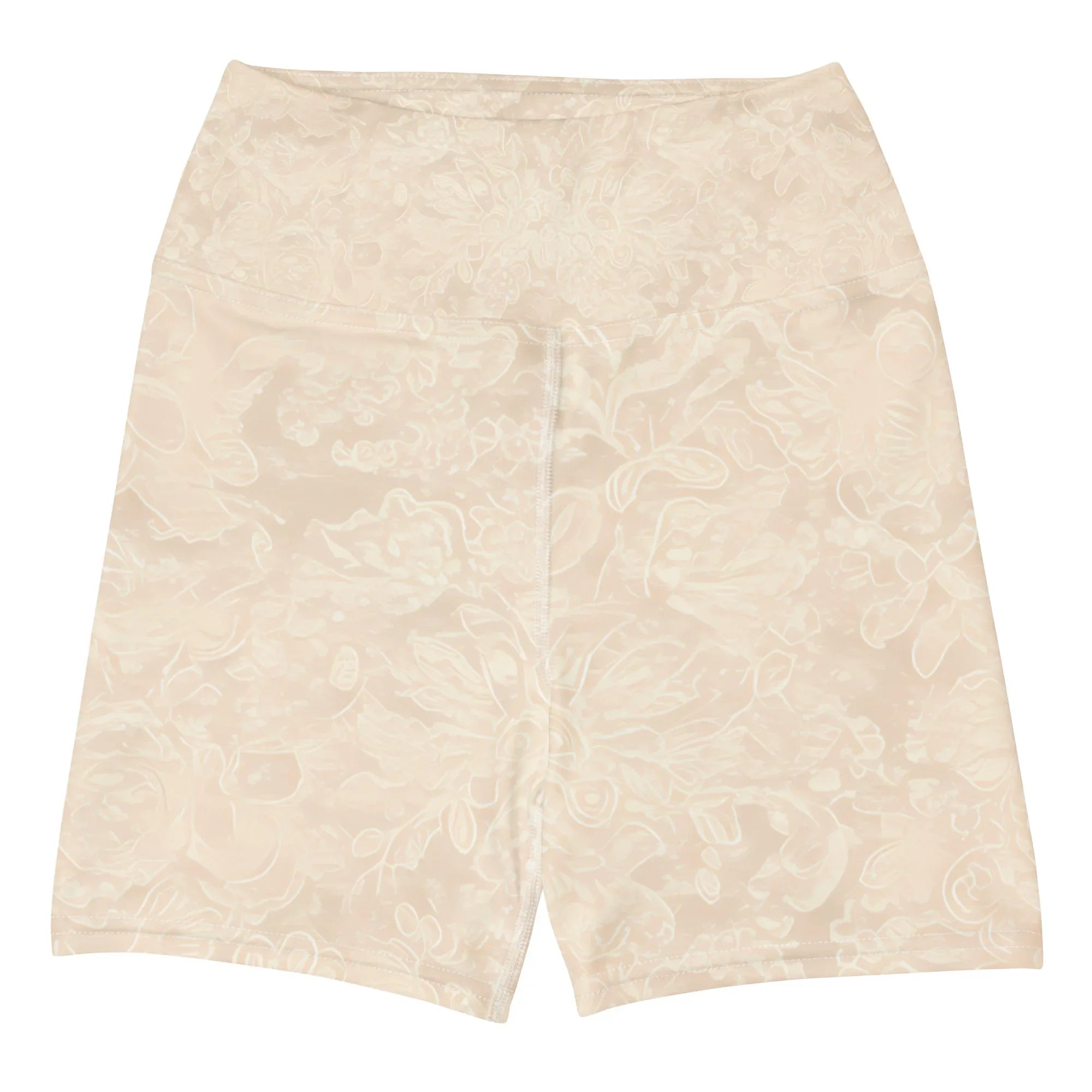 Yoga Shorts Yoga Shorts AwRans Clothing all-over-print-yoga-shorts-white-front-688094aad7944