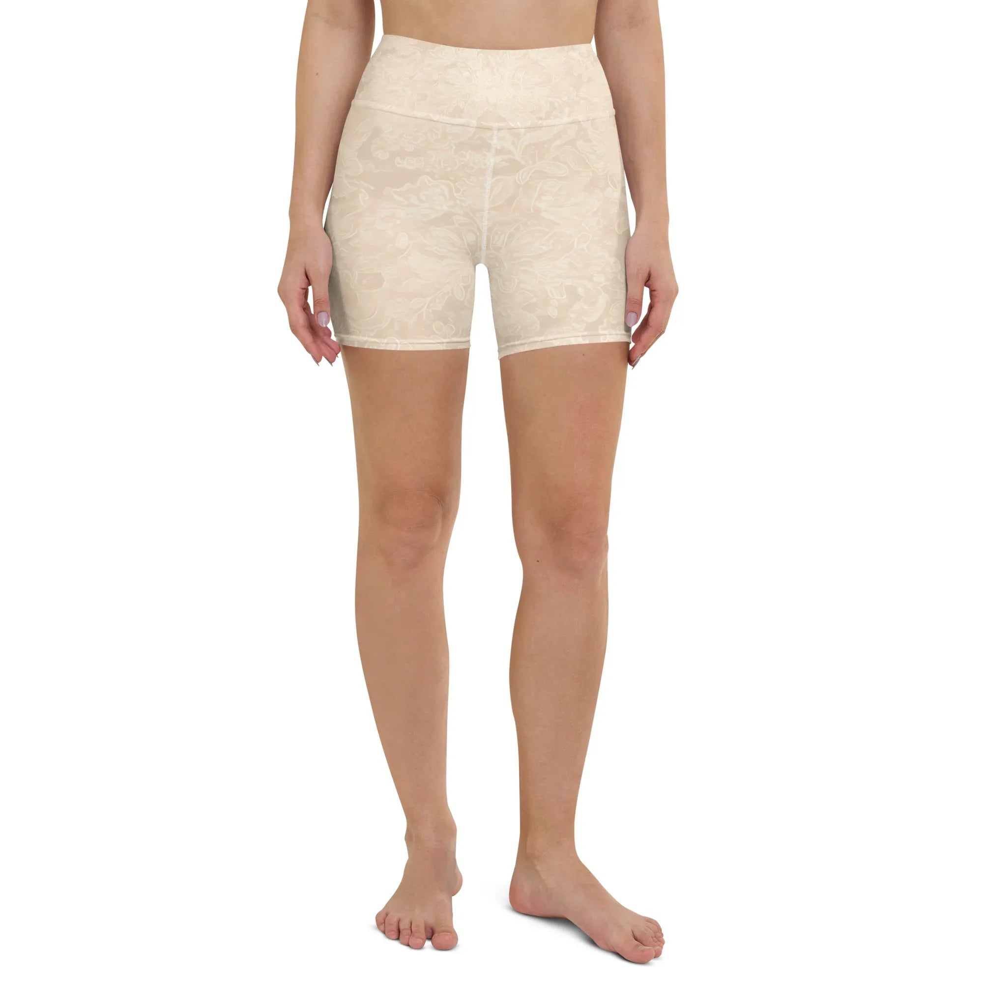 Yoga Shorts Yoga Shorts AwRans Clothing all-over-print-yoga-shorts-white-front-688094aad7b19