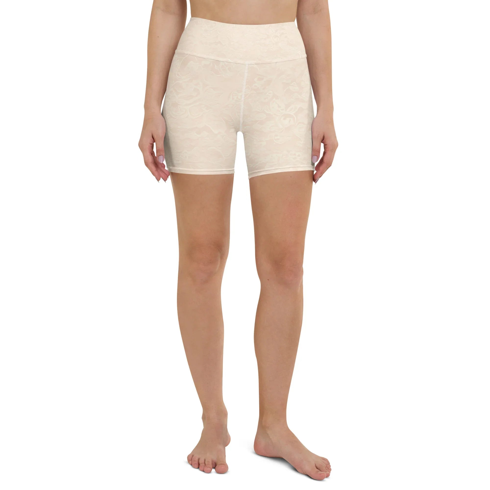 Yoga Shorts Yoga Shorts AwRans Clothing all-over-print-yoga-shorts-white-front-688094de92faa