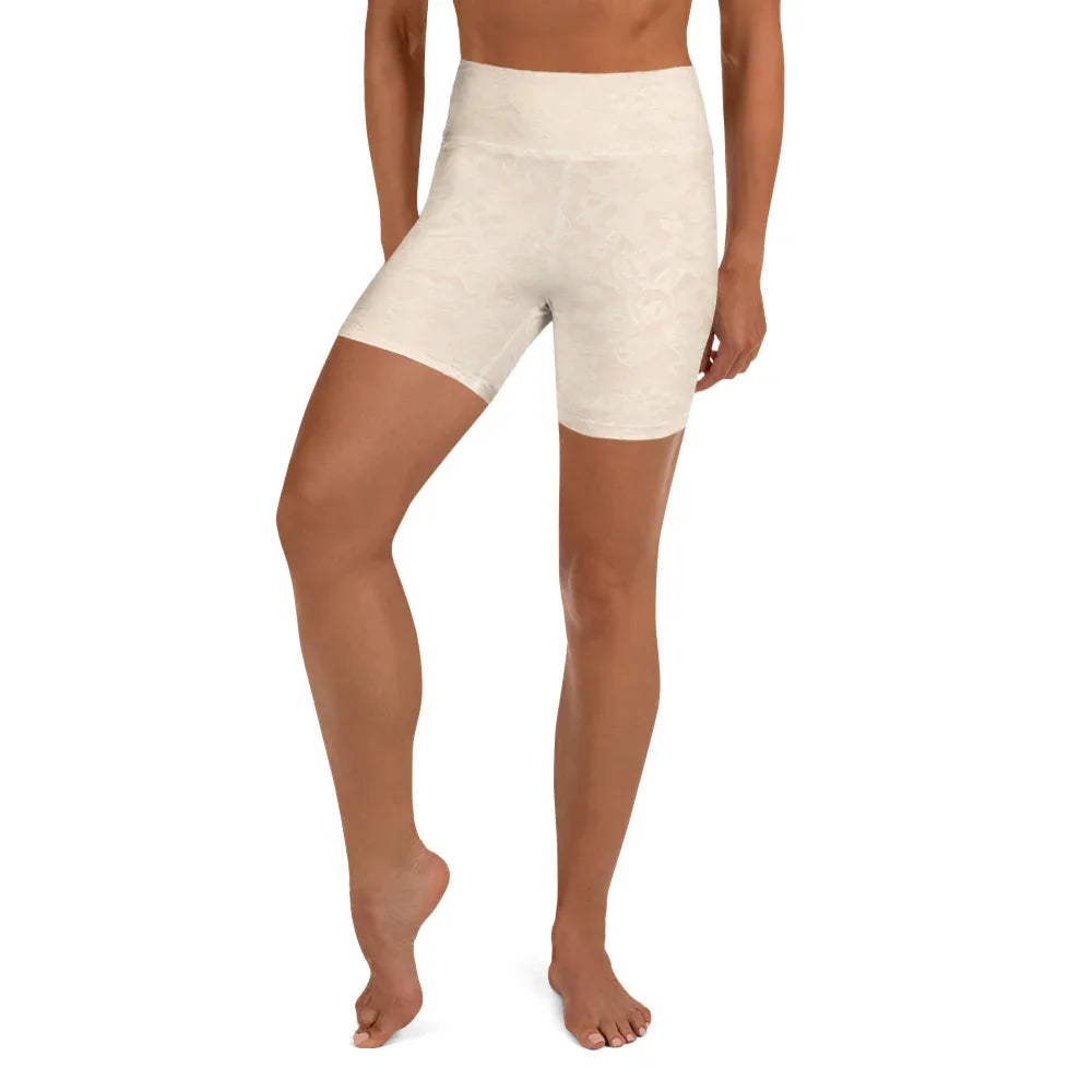 Yoga Shorts Yoga Shorts AwRans Clothing all-over-print-yoga-shorts-white-front-688094de9317a