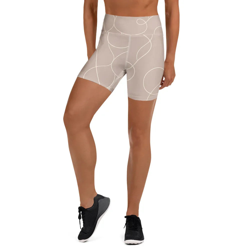 Yoga Shorts XL Yoga Shorts AwRans Clothing all-over-print-yoga-shorts-white-front-6880ae3162901