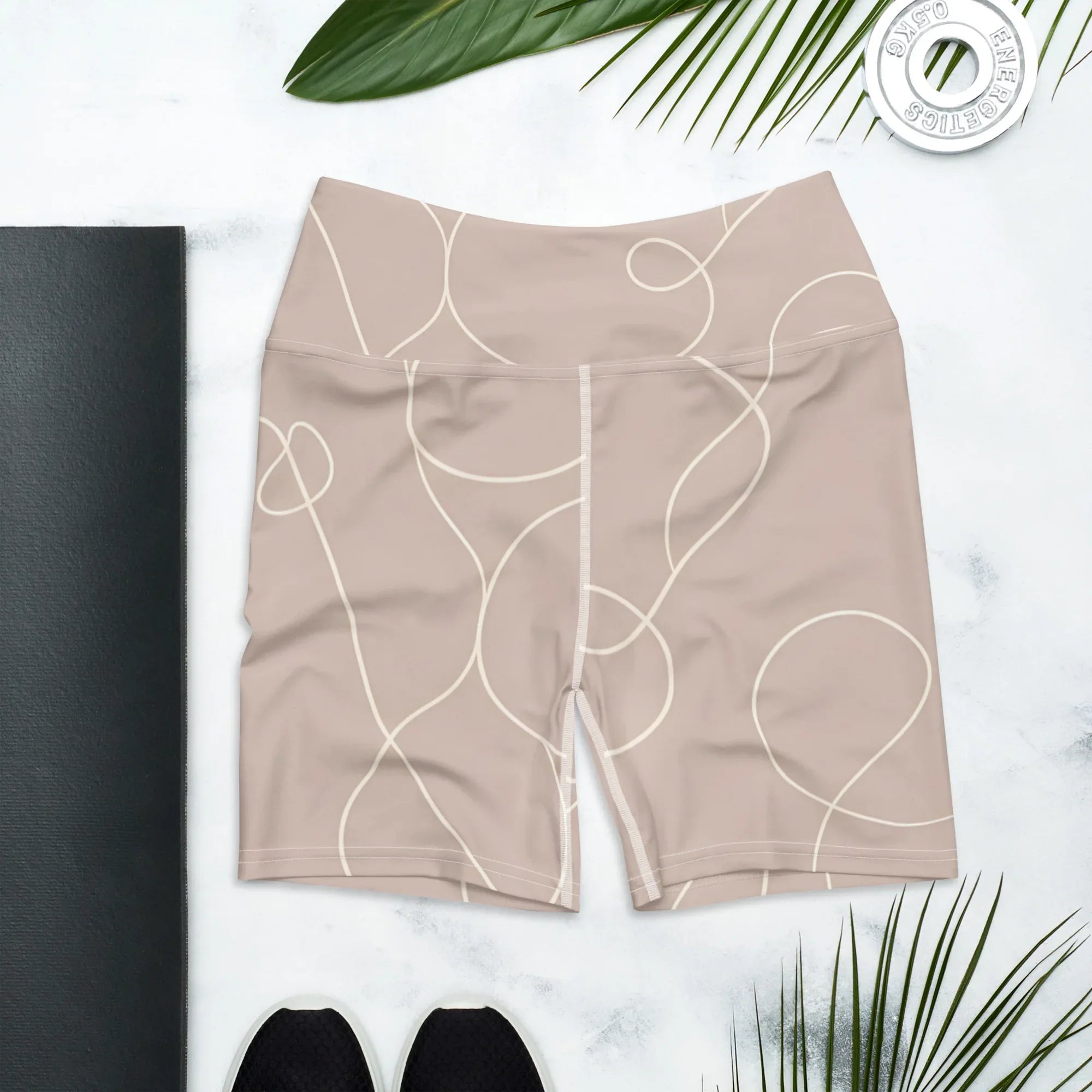 Yoga Shorts Yoga Shorts AwRans Clothing all-over-print-yoga-shorts-white-front-6880ae31649cf