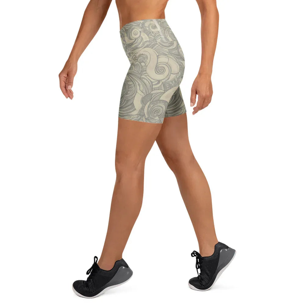 Yoga Shorts Yoga Shorts AwRans Clothing all-over-print-yoga-shorts-white-left-688094773747c