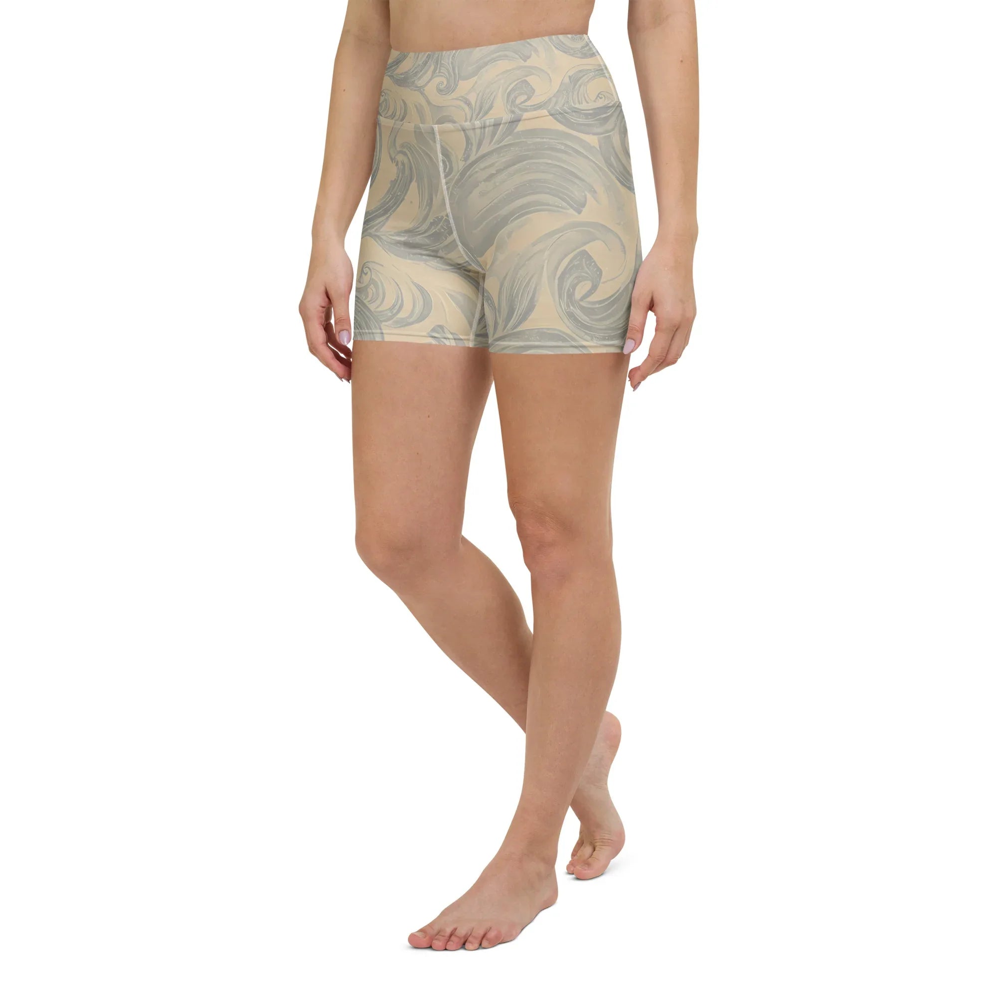 Yoga Shorts Yoga Shorts AwRans Clothing all-over-print-yoga-shorts-white-left-front-6880940ee85f0