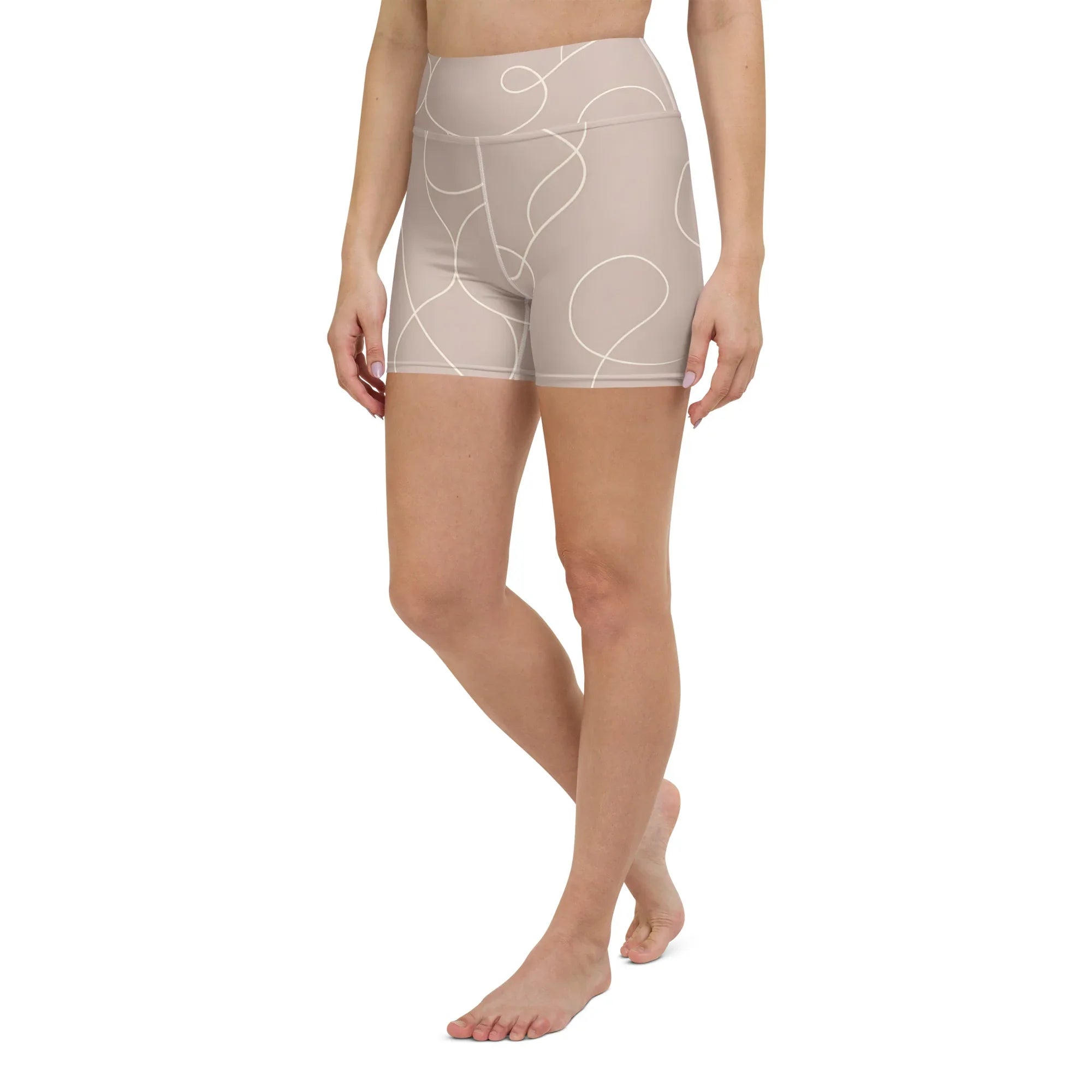 Yoga Shorts Yoga Shorts AwRans Clothing all-over-print-yoga-shorts-white-left-front-6880ae3164651