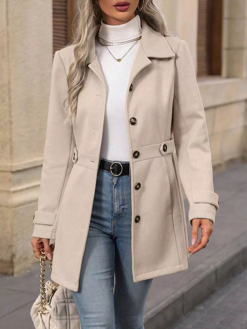 Classic Elegant Button-Front Coat Overcoats AwRans Premium b656c90b-fcee-4250-bc12-16ad9d9126aa-Max-Origin