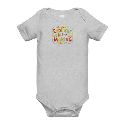 Explorer In The Making | Embroidered Baby Short Sleeve One Piece - AwRans Clothing