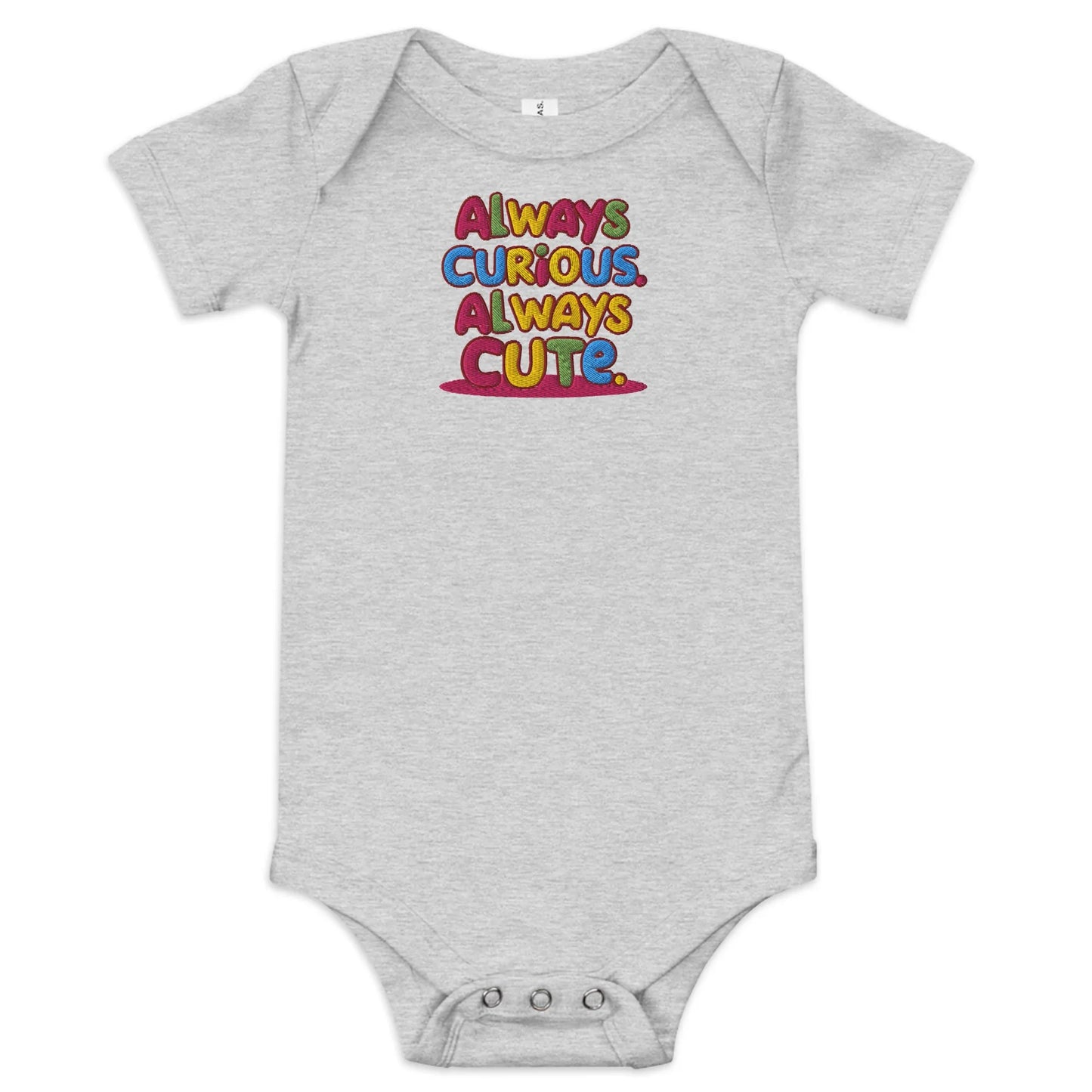 Always Curious Always Cute | Embroidered Baby Short Sleeve One Piece - AwRans Clothing