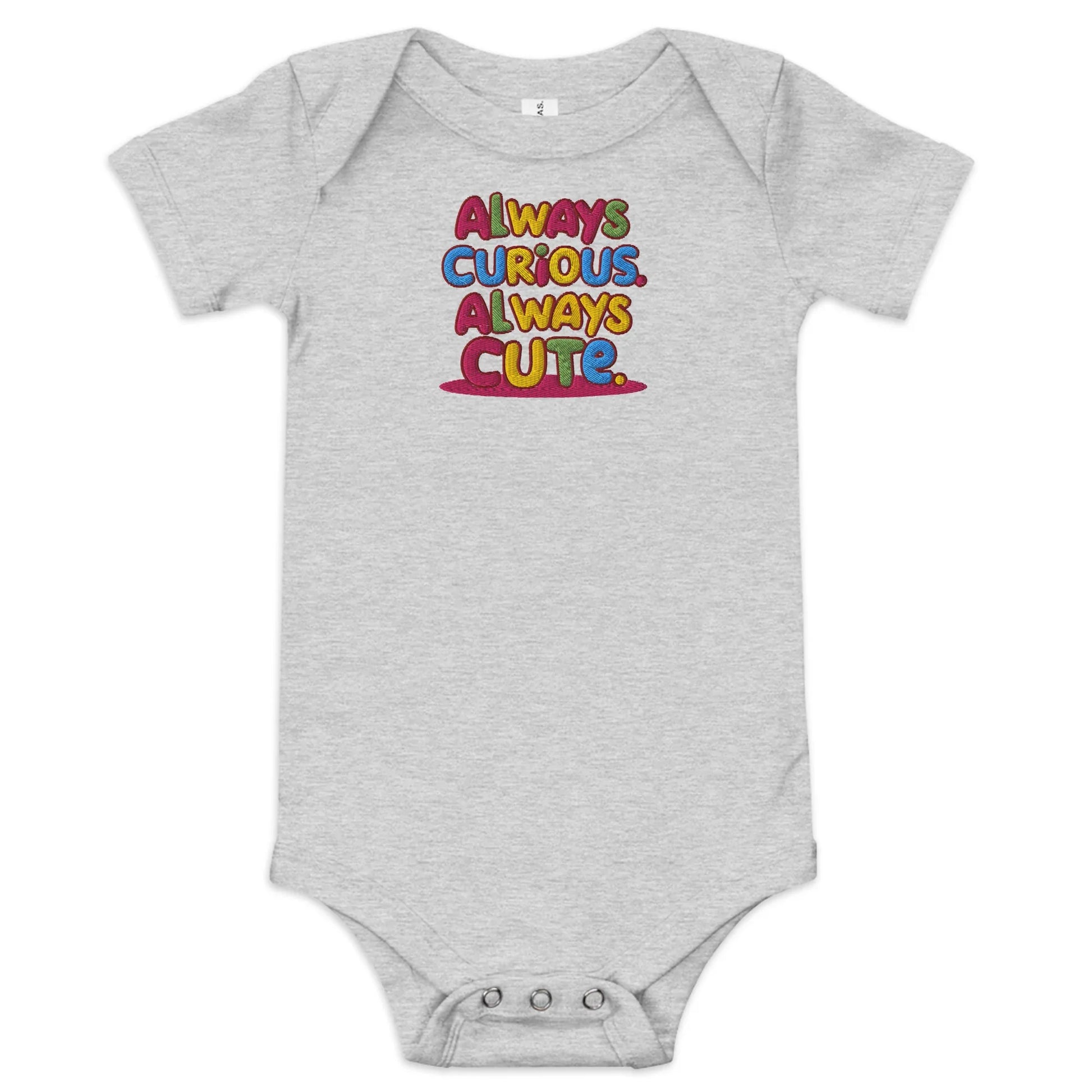 Always Curious Always Cute | Embroidered Baby Short Sleeve One Piece - AwRans Clothing