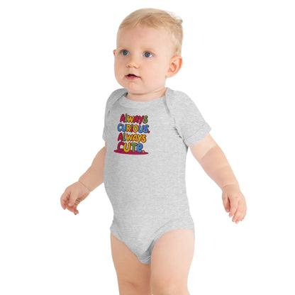 Always Curious Always Cute | Embroidered Baby Short Sleeve One Piece - AwRans Clothing
