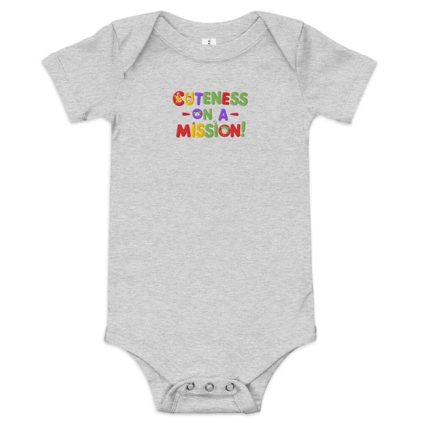 Cuteness On A Mission | Embroidered Baby Short Sleeve One Piece - AwRans Clothing