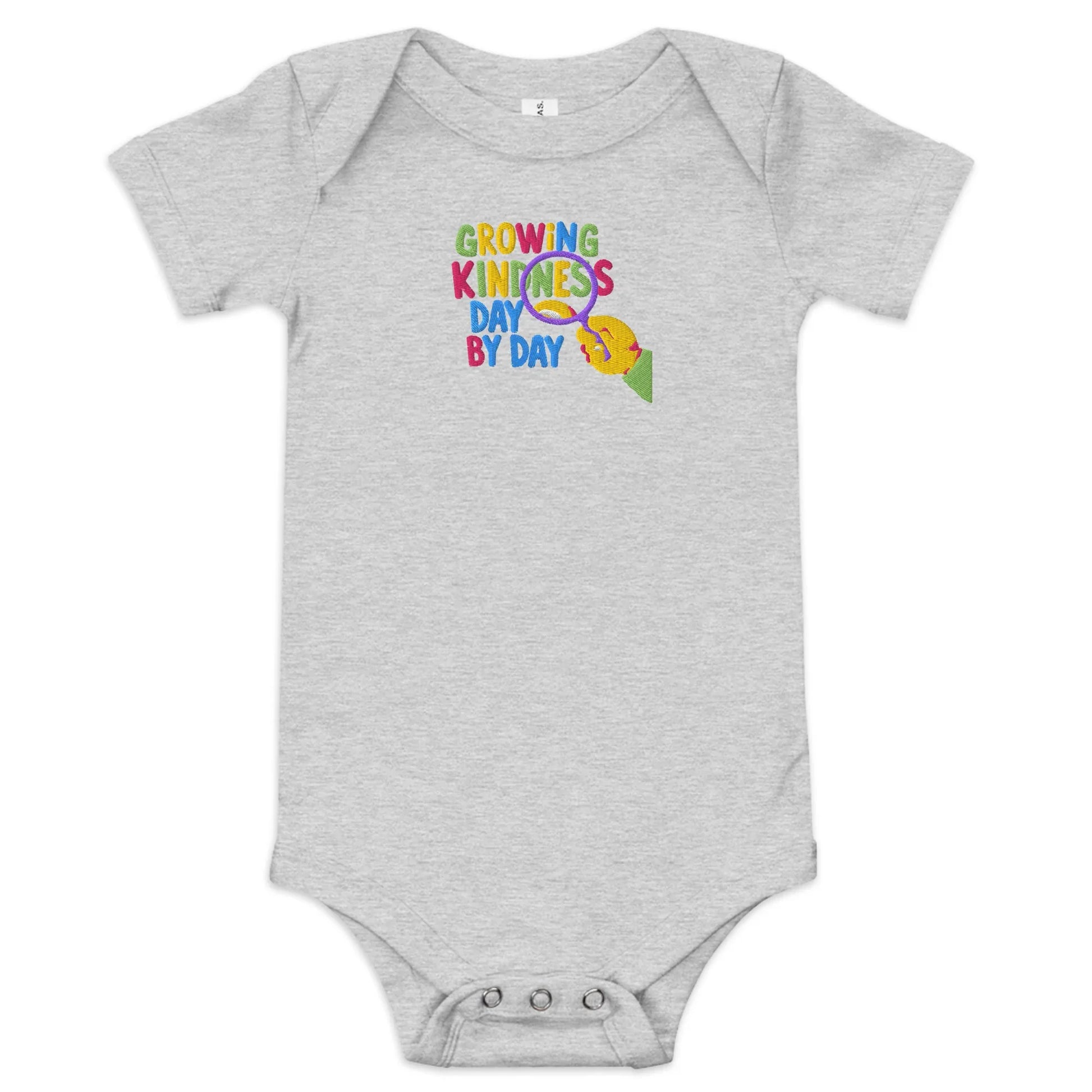 Growing Kindness Day By Day | Embroidered Baby Short Sleeve One Piece - AwRans Clothing