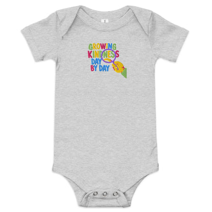 Growing Kindness Day By Day | Embroidered Baby Short Sleeve One Piece - AwRans Clothing