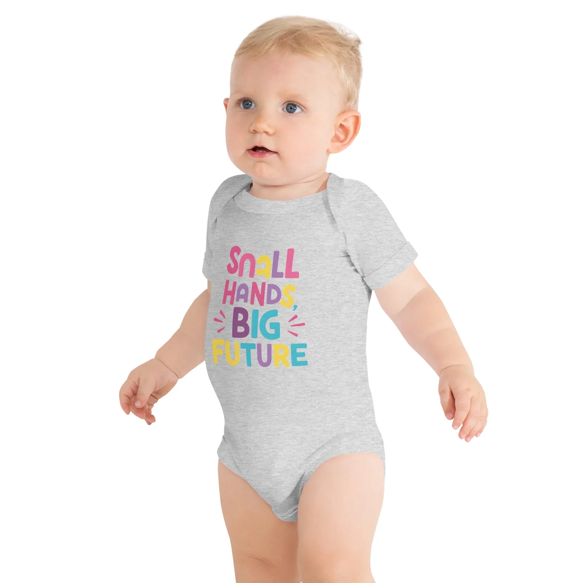 Small Hands Big Future | Baby Short Sleeve One Piece - AwRans Clothing