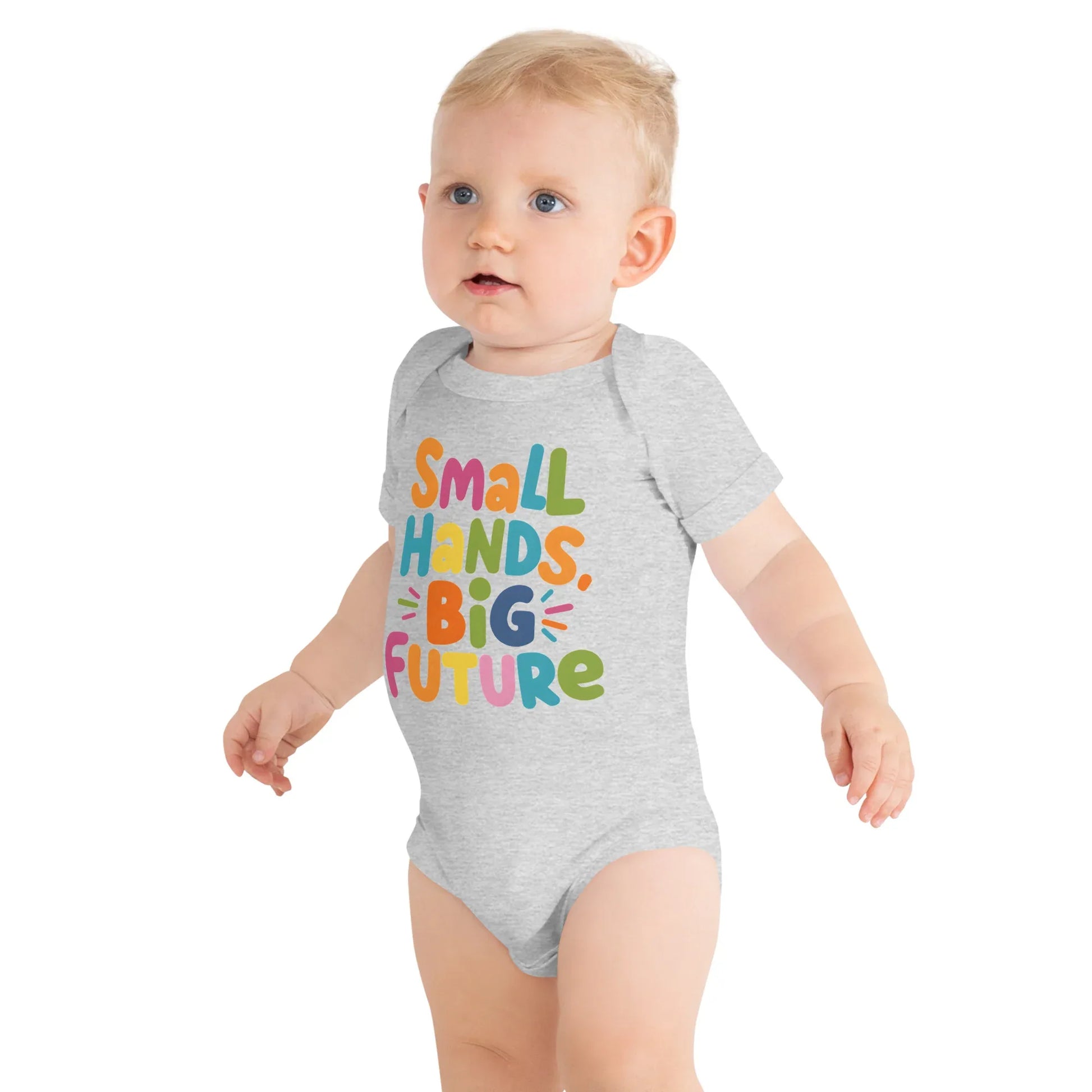 Small Hands Big Future | Baby Short Sleeve One Piece - AwRans Clothing