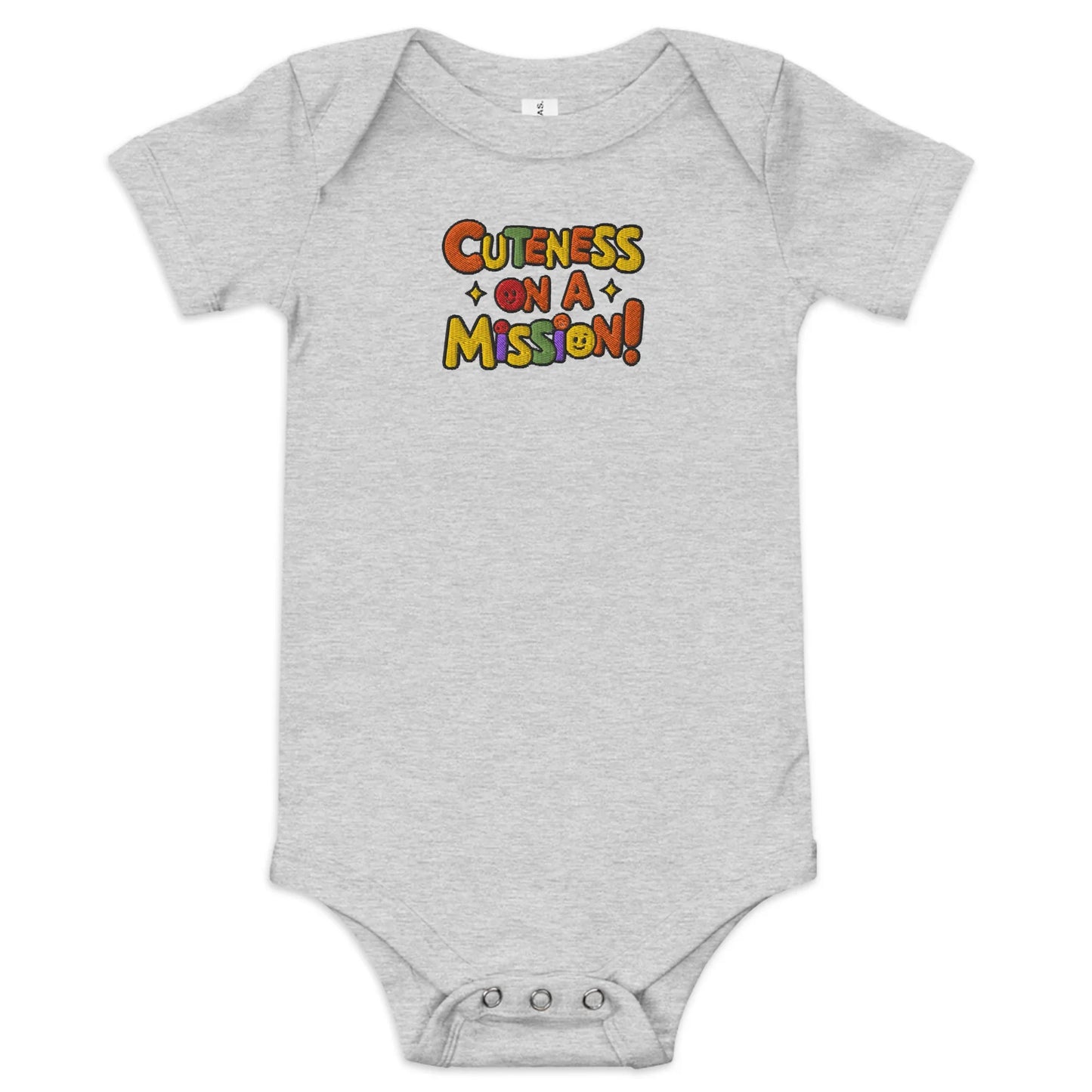 Cuteness On A Mission | Embroidered Baby Short Sleeve One Piece - AwRans Clothing