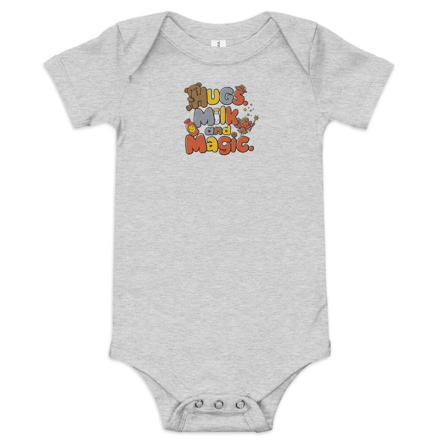 Hugs Milk And Magic | Embroidered Baby Short Sleeve One Piece - AwRans Clothing