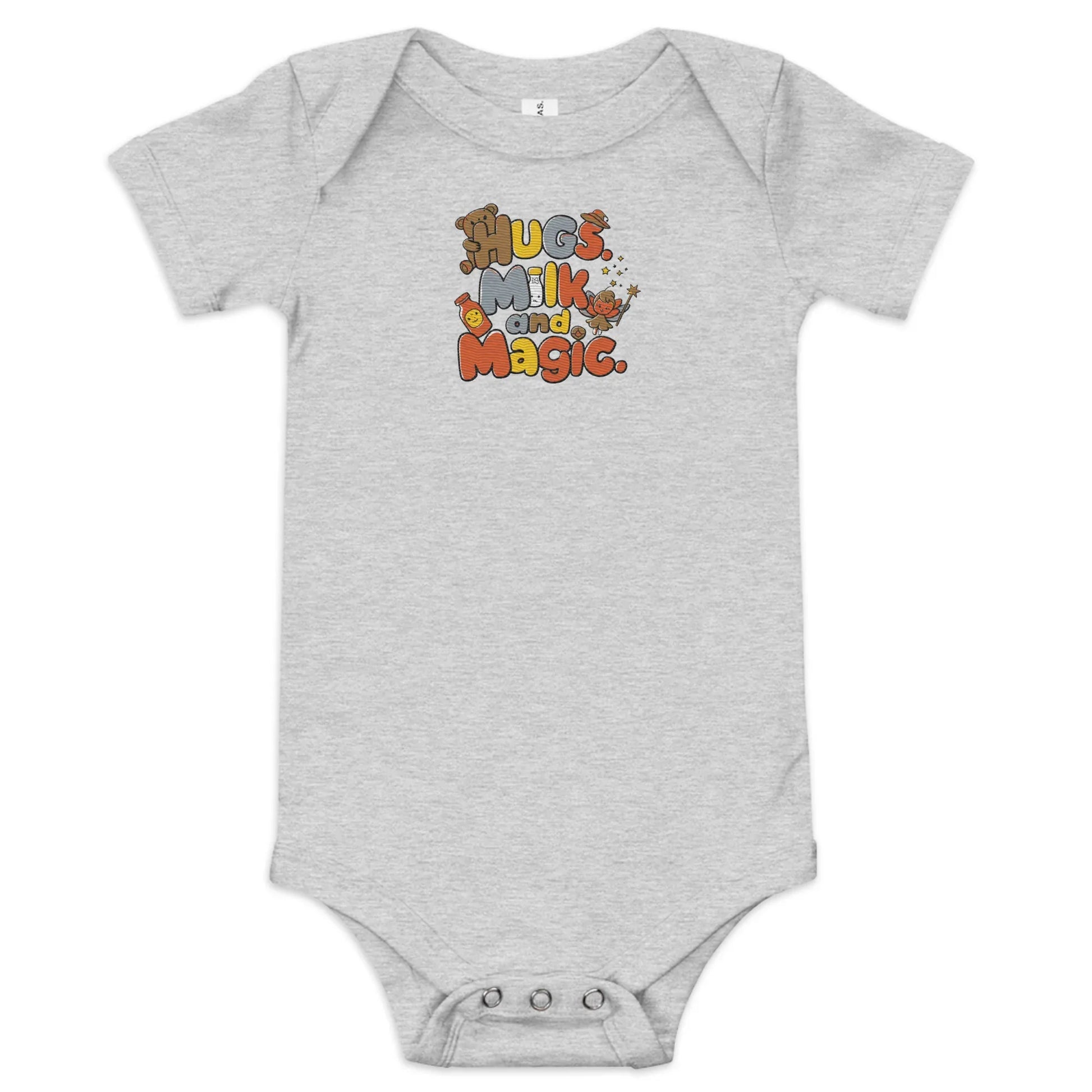 Hugs Milk And Magic | Embroidered Baby Short Sleeve One Piece - AwRans Clothing