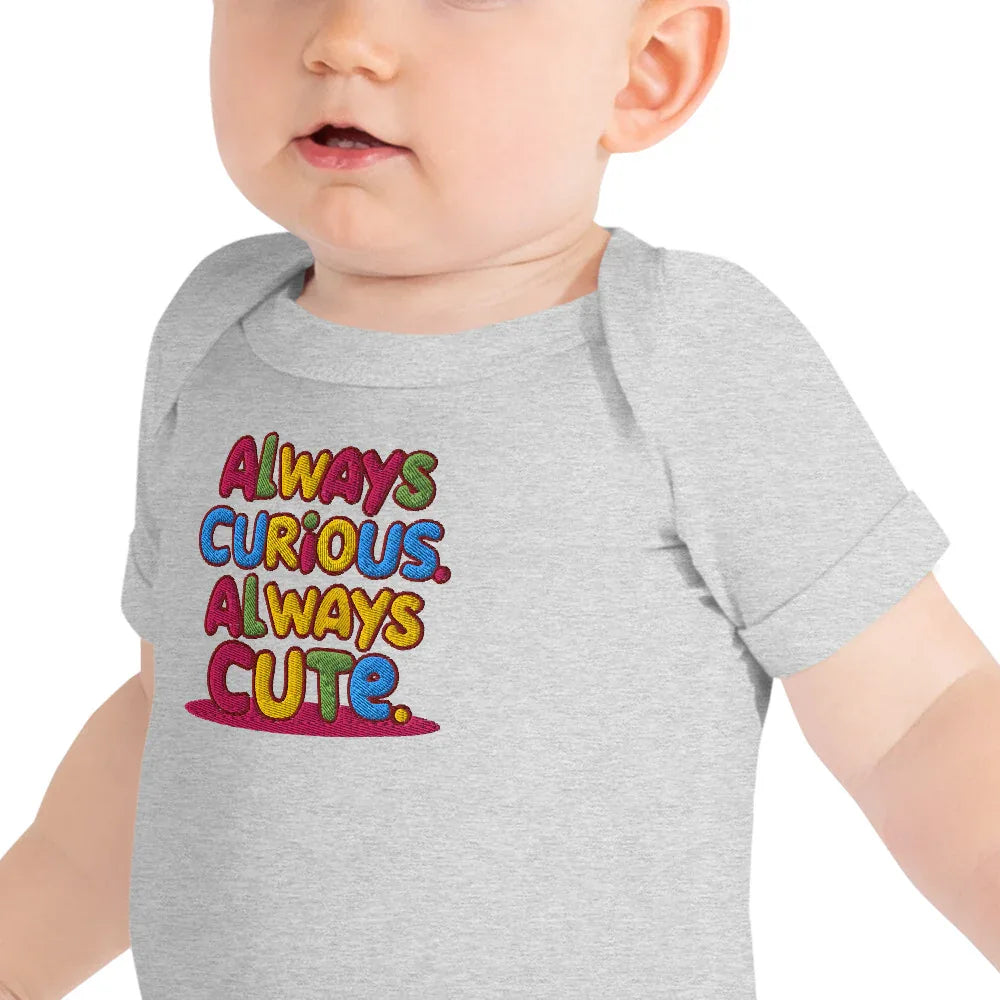 Always Curious Always Cute | Embroidered Baby Short Sleeve One Piece - AwRans Clothing