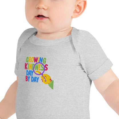 Growing Kindness Day By Day | Embroidered Baby Short Sleeve One Piece - AwRans Clothing