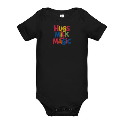 Hugs Milk And Magic | Embroidered Baby Short Sleeve One Piece - AwRans Clothing