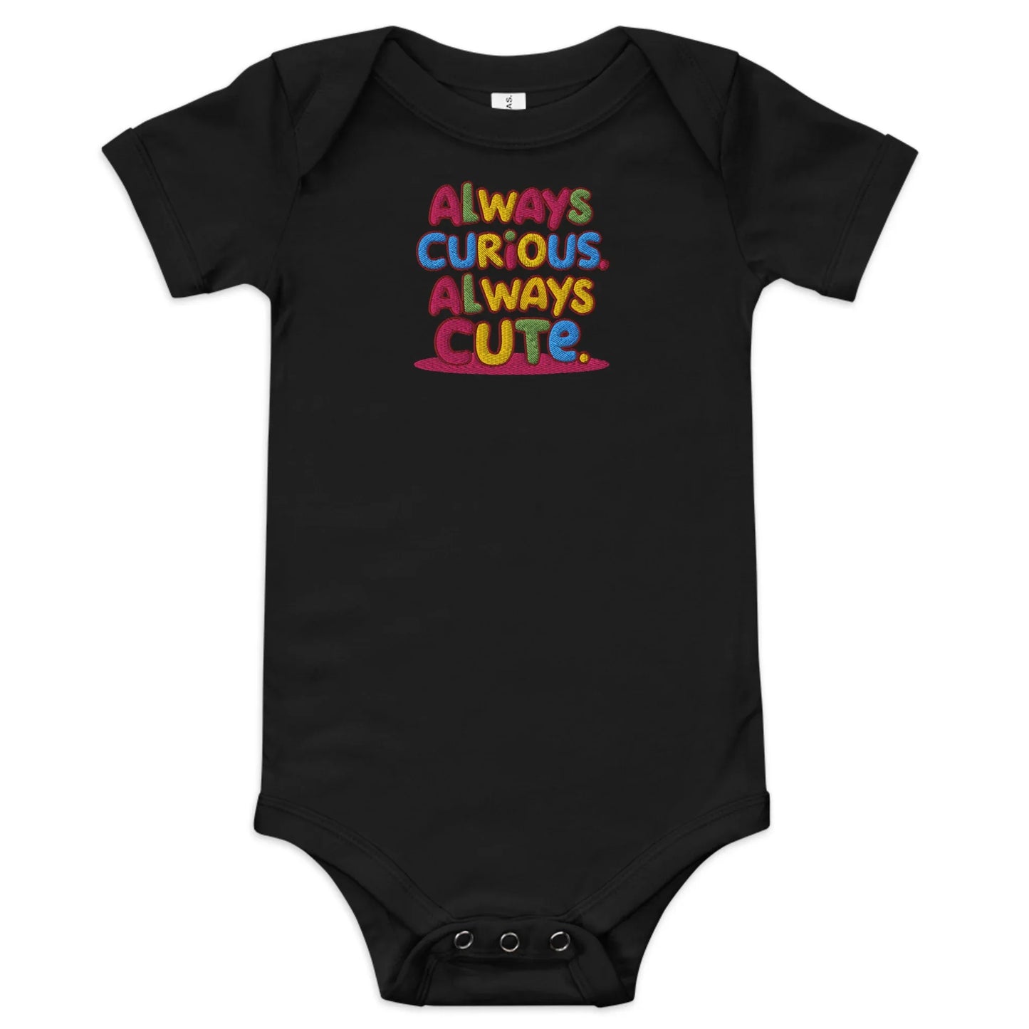Always Curious Always Cute | Embroidered Baby Short Sleeve One Piece - AwRans Clothing