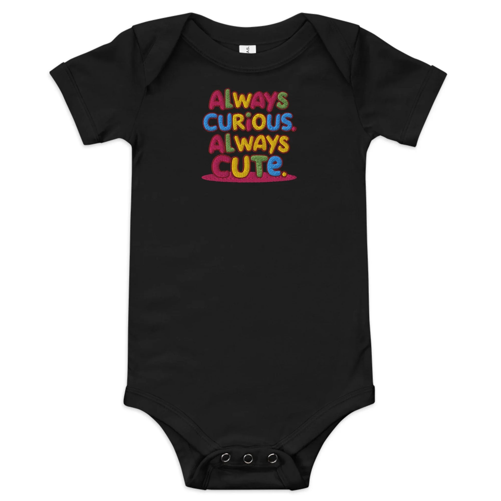 Always Curious Always Cute | Embroidered Baby Short Sleeve One Piece - AwRans Clothing