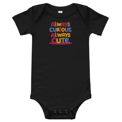 Always Curious Always Cute | Embroidered Baby Short Sleeve One Piece - AwRans Clothing