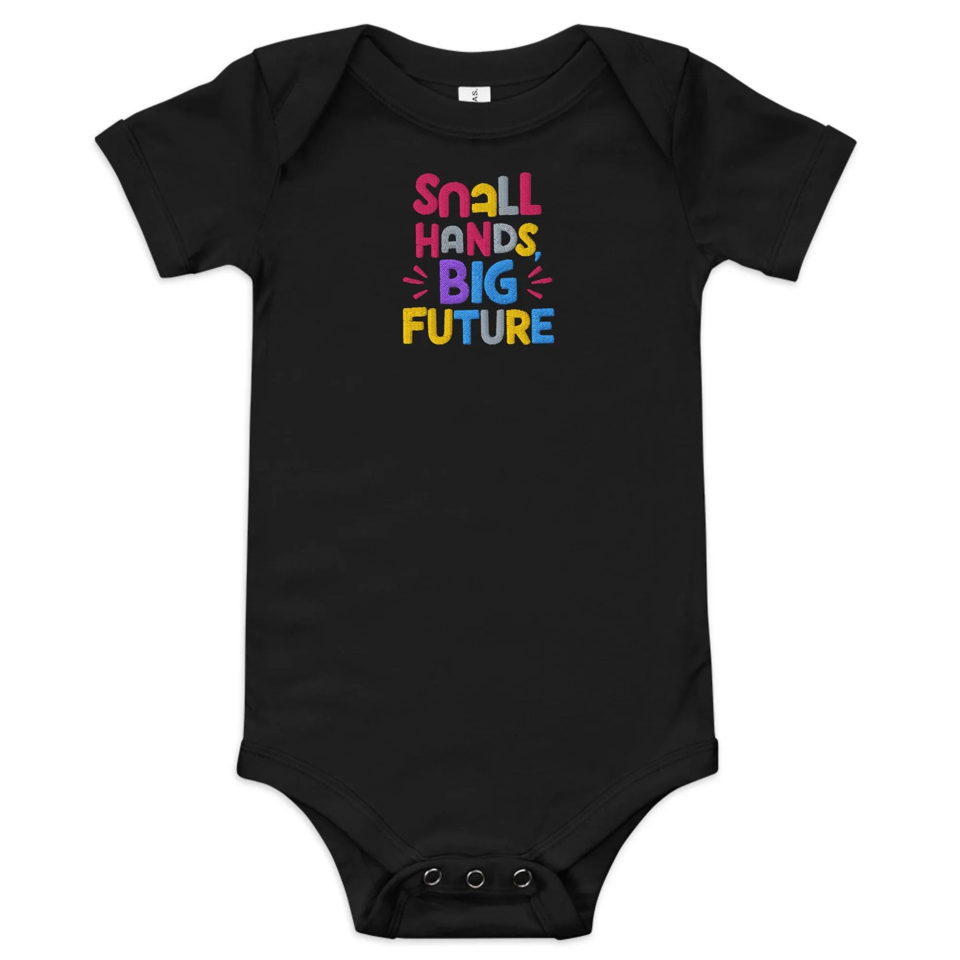 Small Hands Big Future | Embroidered Baby Short Sleeve One Piece - AwRans Clothing