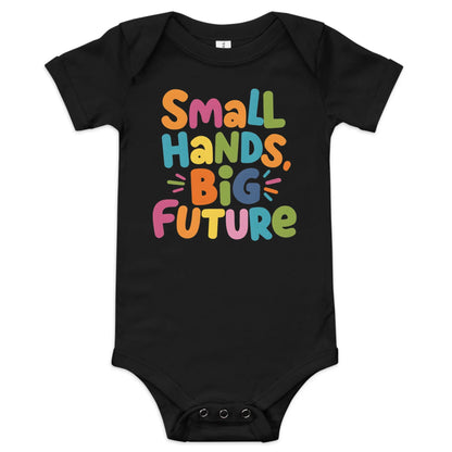 Small Hands Big Future | Baby Short Sleeve One Piece - AwRans Clothing