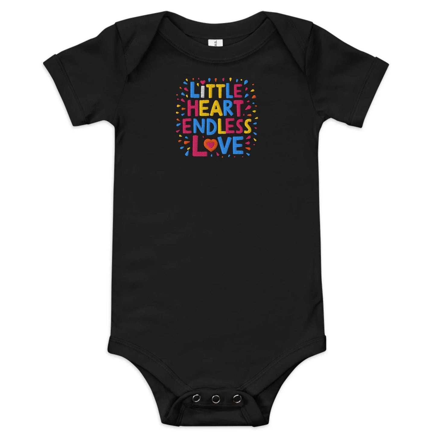 Little Heart Endless Love | Embroidered Baby Short Sleeve One Piece - AwRans Clothing