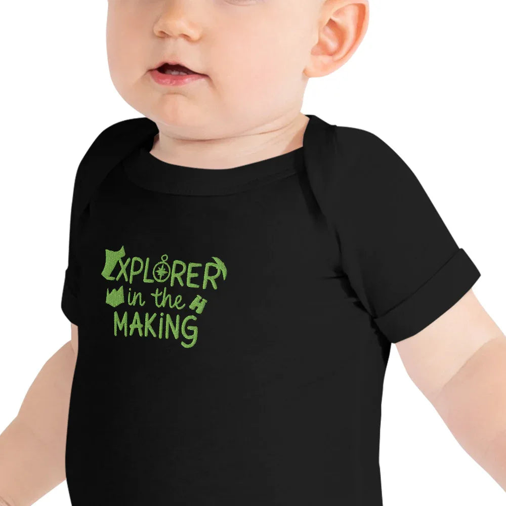 Explorer In The Making | Embroidered Baby Short Sleeve One Piece - AwRans Clothing