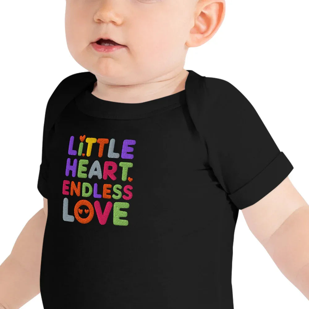 Little Heart Endless Love | Embroidered Baby Short Sleeve One Piece - AwRans Clothing